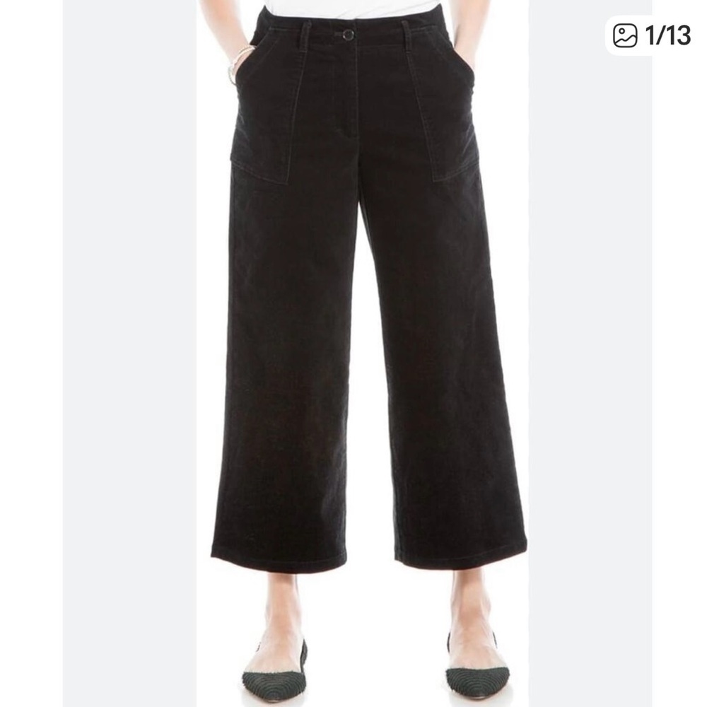 MAX STUDIO Corduroy Wide-Leg Crop Black Size: 12 Great Condition